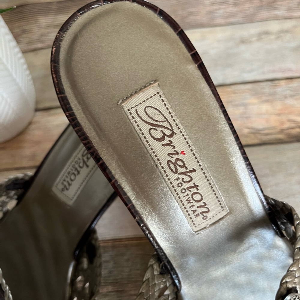 Brighton Tifany Platinum Slip On Heeled Slides Size 7.5M - Picture 4 of 16